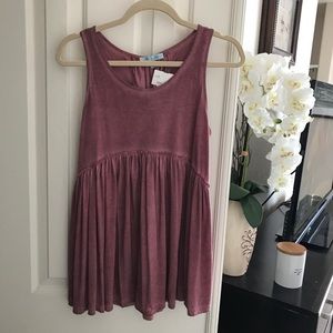She + Sky Light Burgundy Tie Detail Tank Top